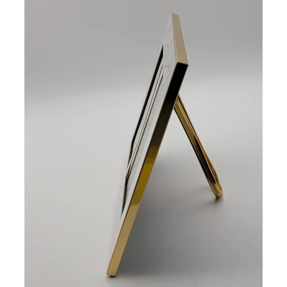 MCM white and gold double picture frame